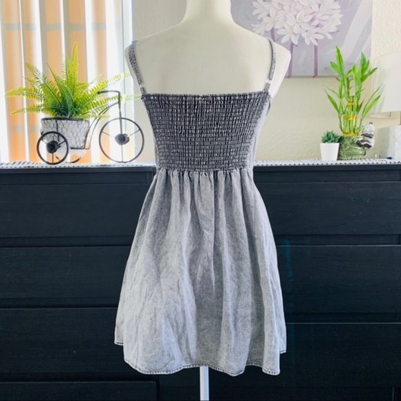 Frenchi Gray Acid Wash Denim Cami Skater Dress (F) - Picture 6 of 7